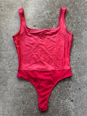 Just Polly Red Colorblock Sleeveless Bodysuit